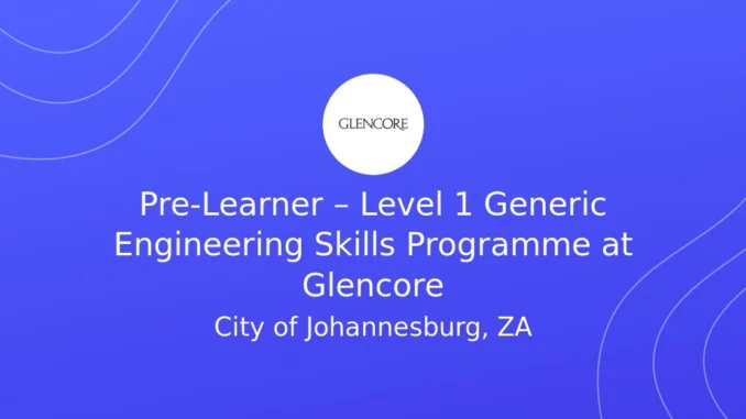 Pre-Learner – Level 1 Generic Engineering Skills Programme 2026